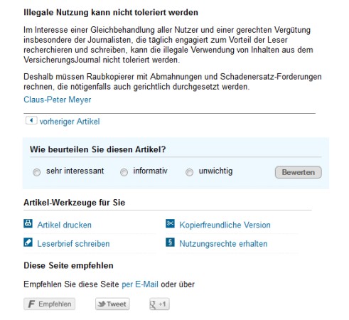VersicherungsJournal-Artikel weiterempfehlen