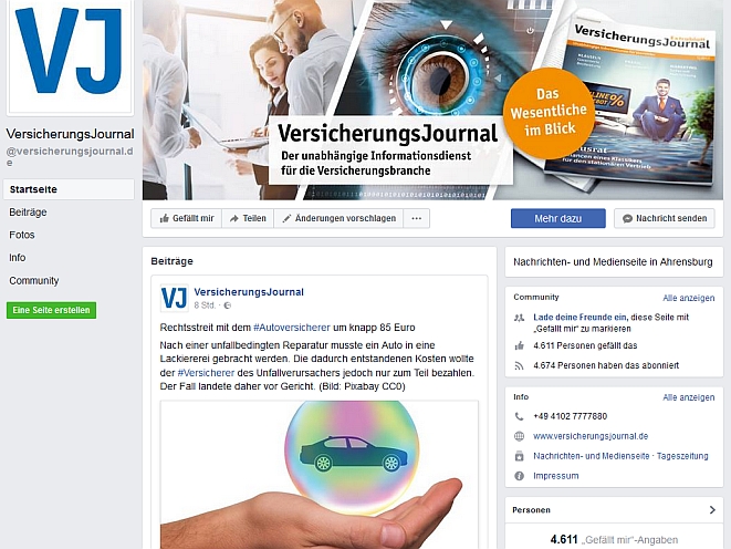 Bild: Screenshot Facebook.com/versicherungsjournal.de