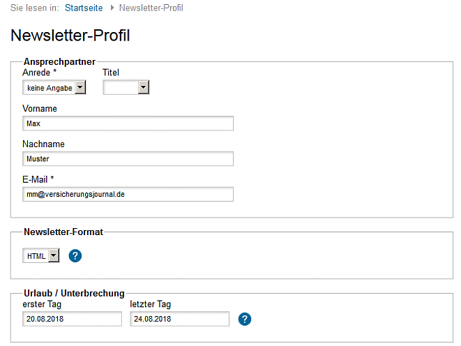 Newsletterprofil (Bild: VersicherungsJournal)