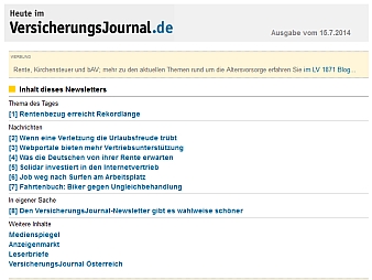 Newsletter Heute im VersicherungsJournal.de
